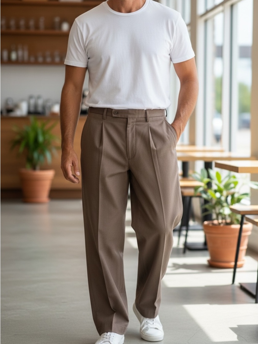 ASOS Men's Brown Tailored Pleat-Front Dress Pants